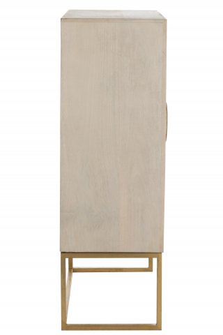Buffet 2 portes NIRA en bois de manguier beige piètement métal doré 